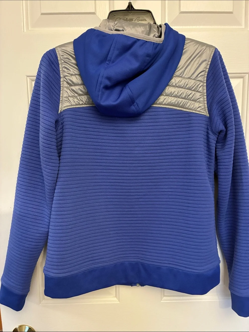 Gerry Youth Boys Full Zip Ribbed Hooded Jacket Size L (14/16) Blue & Gray